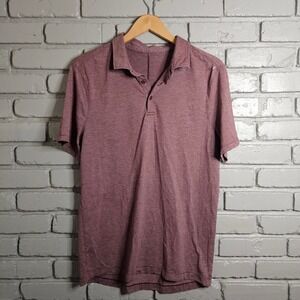 Lululemon Evolution Polo Shirt Mens Medium Burgundy Heathered Short Sleeve Top